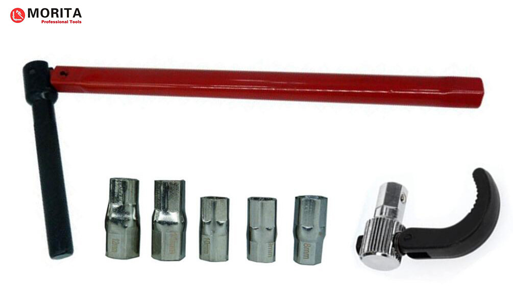 Becken-Schlüssel 260mm für Becken-Nuss-Alternativköpfe 9,10, 11, 14 Millimeter der öffnenden Kapazitäts-15mm bis 32mm rot
