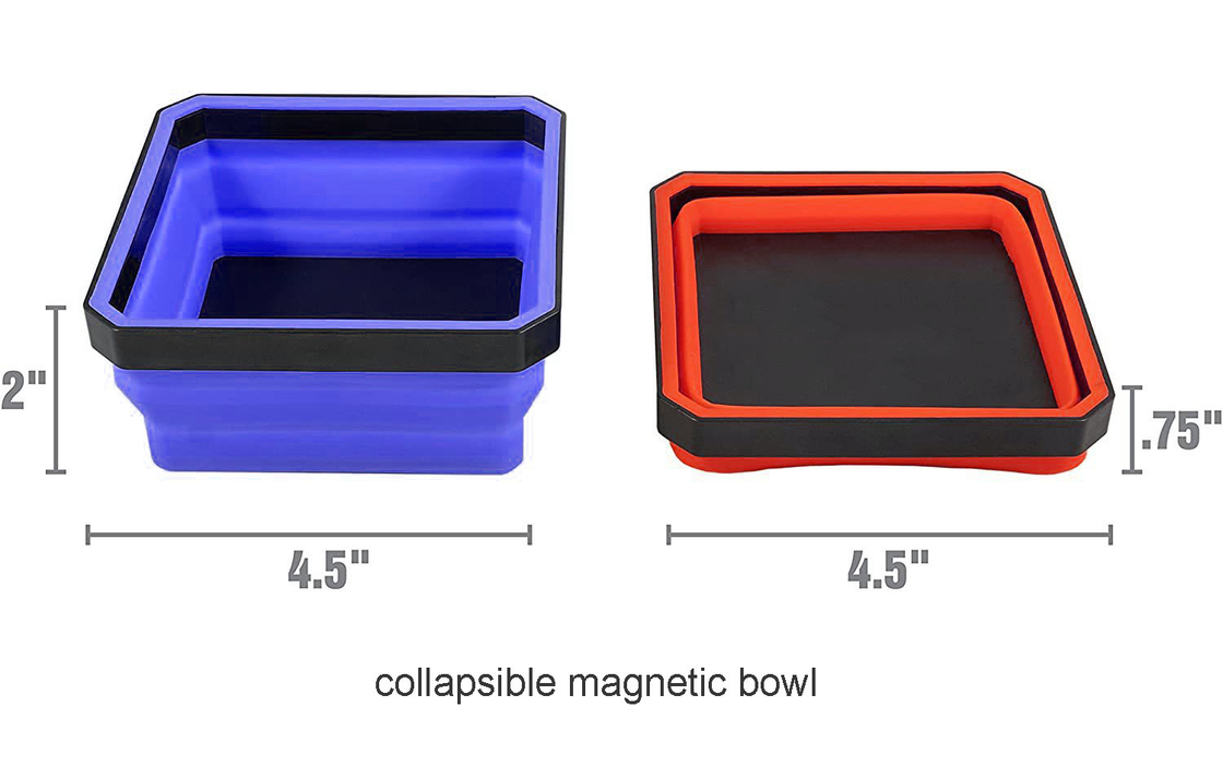 Zusammenklappbarer Silikonkautschuk-magnetische Schüssel 120*120*50mm 4 Farbverfügbare Griff-Bolzen, Nüsse, Schrauben und Teile