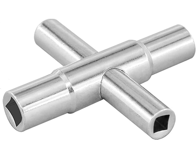 Klempnerwerkzeuge 4 Wege Sillcock Schlüssel 4 Schraubenschlüssel Größen-1/4 ′′,9/32 ′′,5/16 ′′,11/32 ′′ (1 Packung) Edelstahl