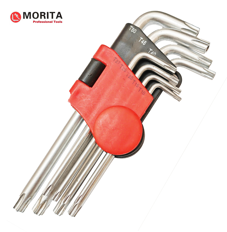 Kunststoffhalter Torx End Allen Schlüssel 9 Stück CR-V Stahl Schraubenzieher und Steckdosen Set Ein Manipulationssicher Torx